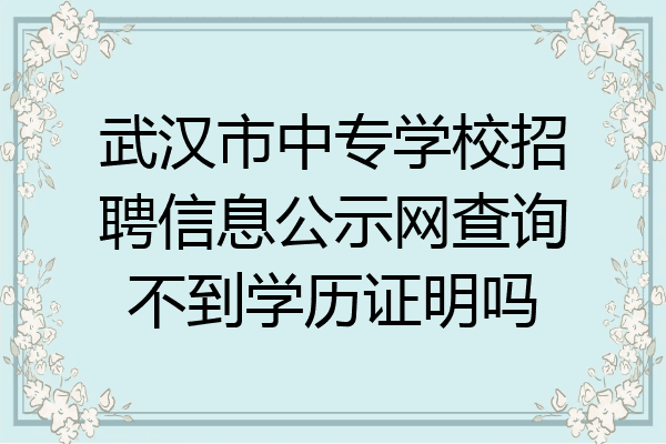 武汉市中专学校招聘信息公示网查询不到学历证明吗