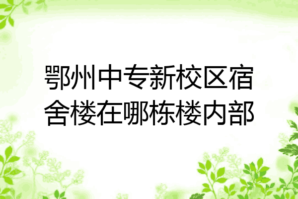 鄂州中专新校区宿舍楼在哪栋楼内部