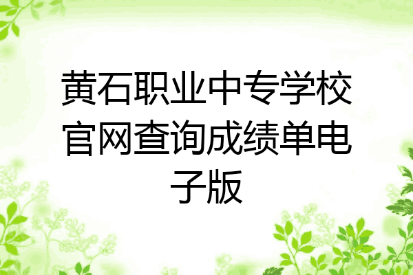 黄石职业中专学校官网查询成绩单电子版