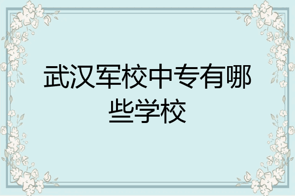 武汉军校中专有哪些学校