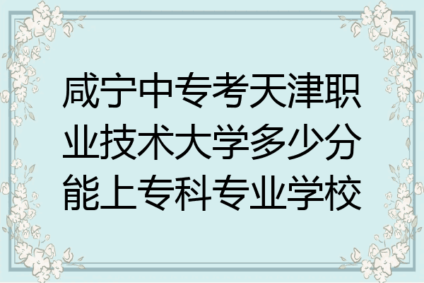 咸宁中专考天津职业技术大学多少分能上专科专业学校