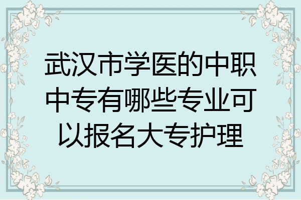 武汉市学医的中职中专有哪些专业可以报名大专护理