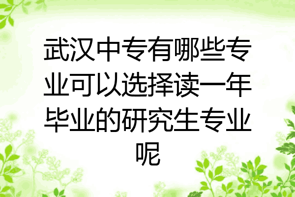 武汉中专有哪些专业可以选择读一年毕业的研究生专业呢