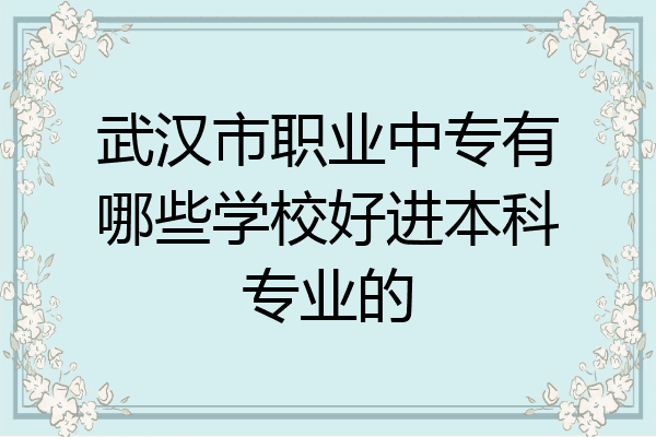 武汉市职业中专有哪些学校好进本科专业的