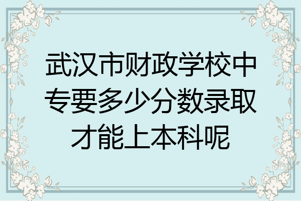 武汉市财政学校中专要多少分数录取才能上本科呢