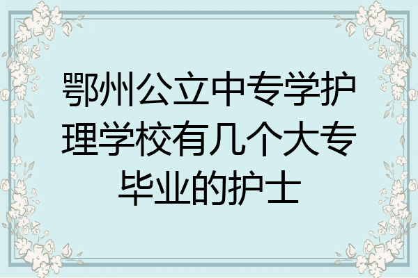 鄂州公立中专学护理学校有几个大专毕业的护士
