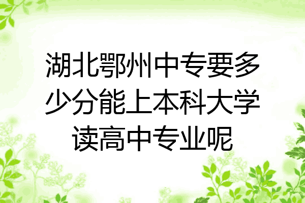 湖北鄂州中专要多少分能上本科大学读高中专业呢