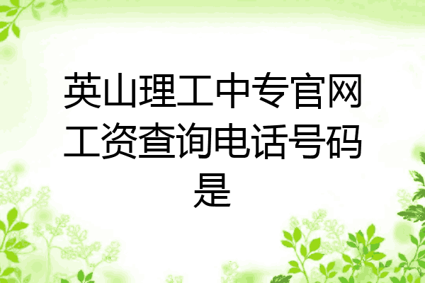英山理工中专官网工资查询电话号码是