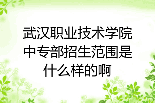 武汉职业技术学院中专部招生范围是什么样的啊