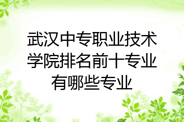 武汉中专职业技术学院排名前十专业有哪些专业