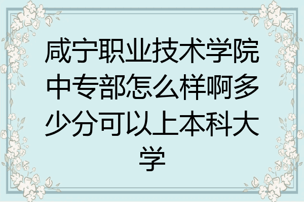 咸宁职业技术学院中专部怎么样啊多少分可以上本科大学
