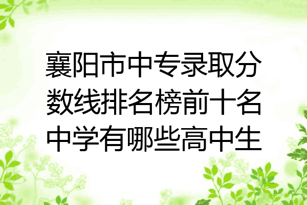 襄阳市中专录取分数线排名榜前十名中学有哪些高中生