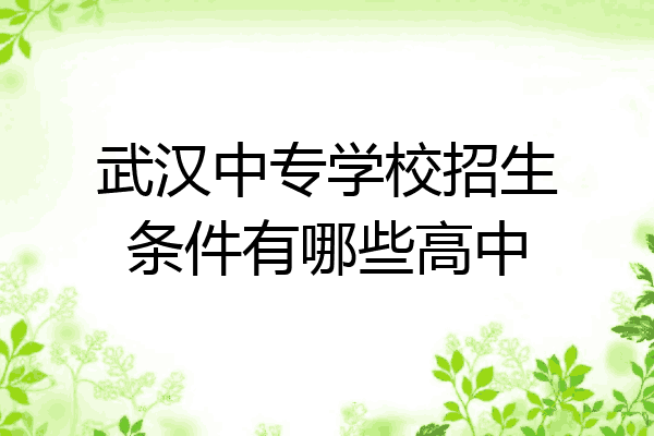 武汉中专学校招生条件有哪些高中