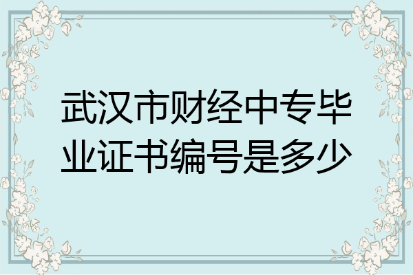 武汉市财经中专毕业证书编号是多少