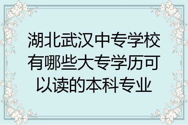 湖北武汉中专学校有哪些大专学历可以读的本科专业