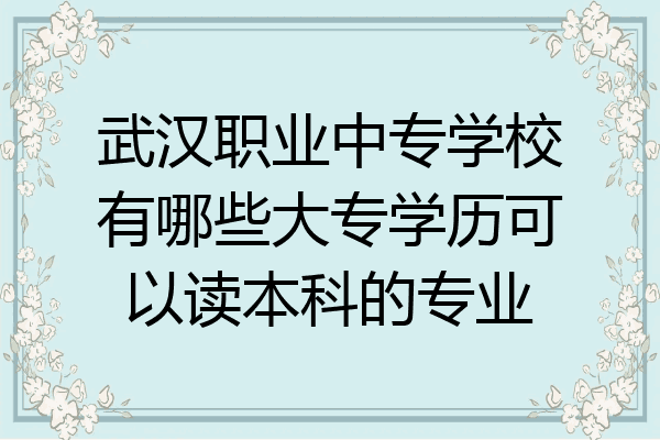 武汉职业中专学校有哪些大专学历可以读本科的专业
