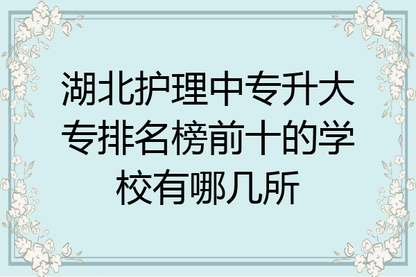 湖北护理中专升大专排名榜前十的学校有哪几所