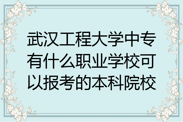 武汉工程大学中专有什么职业学校可以报考的本科院校
