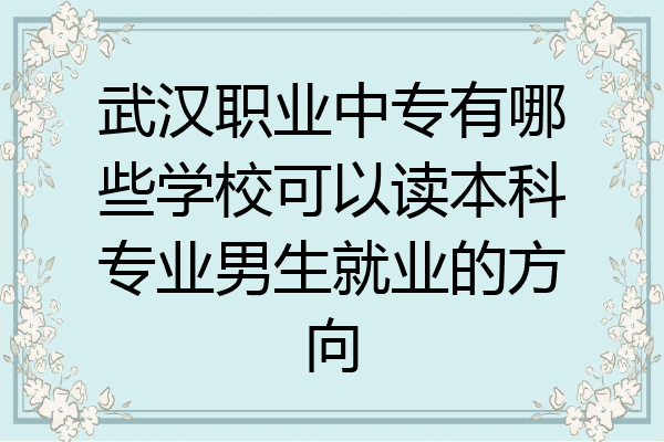 武汉职业中专有哪些学校可以读本科专业男生就业的方向