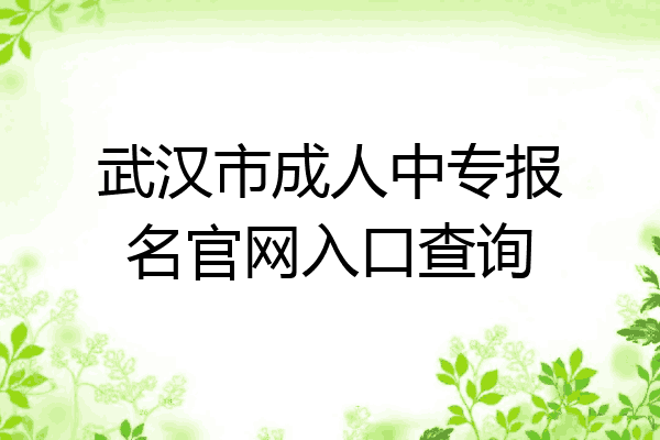 武汉市成人中专报名官网入口查询