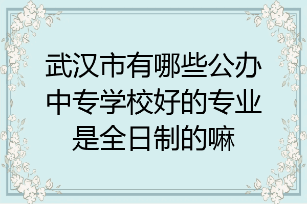 武汉市有哪些公办中专学校好的专业是全日制的嘛