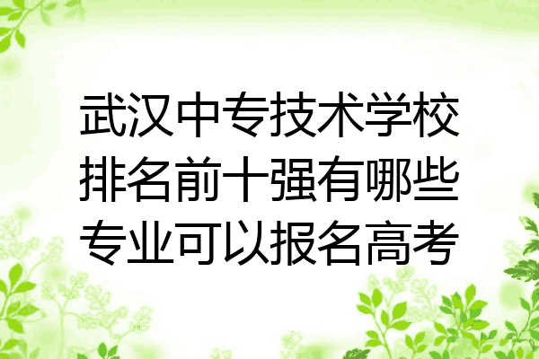 武汉中专技术学校排名前十强有哪些专业可以报名高考