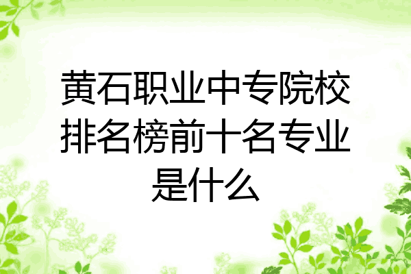 黄石职业中专院校排名榜前十名专业是什么