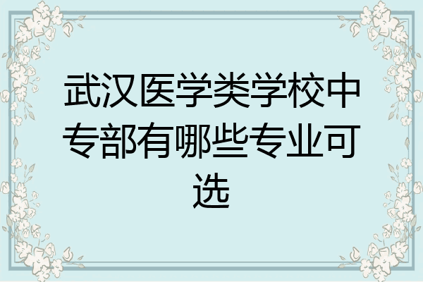 武汉医学类学校中专部有哪些专业可选