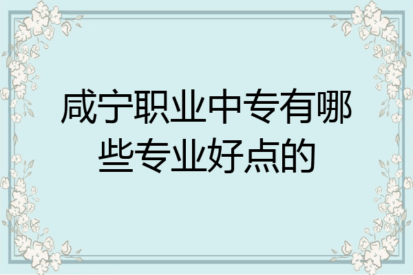 咸宁职业中专有哪些专业好点的