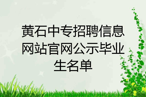 黄石中专招聘信息网站官网公示毕业生名单