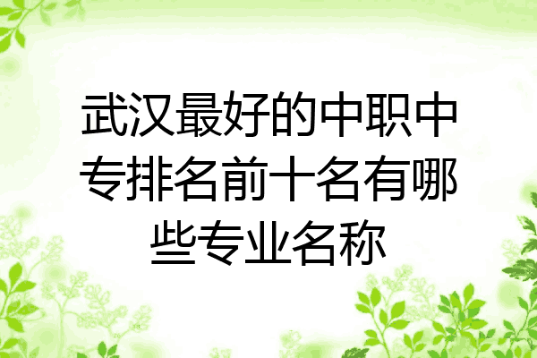 武汉最好的中职中专排名前十名有哪些专业名称