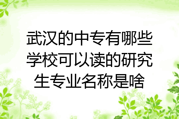 武汉的中专有哪些学校可以读的研究生专业名称是啥