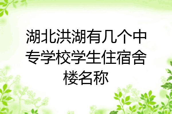 湖北洪湖有几个中专学校学生住宿舍楼名称
