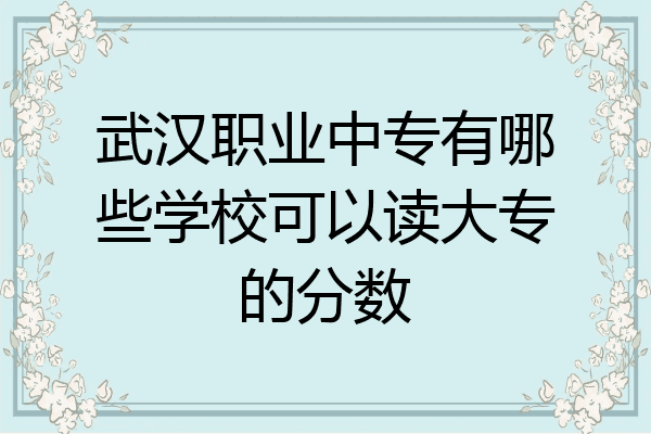 武汉职业中专有哪些学校可以读大专的分数