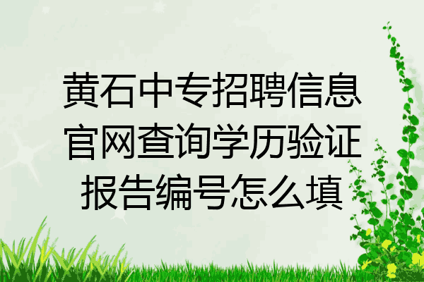 黄石中专招聘信息官网查询学历验证报告编号怎么填