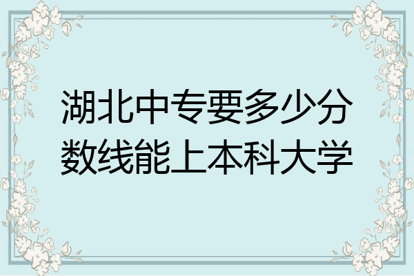 湖北中专要多少分数线能上本科大学