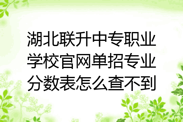湖北联升中专职业学校官网单招专业分数表怎么查不到