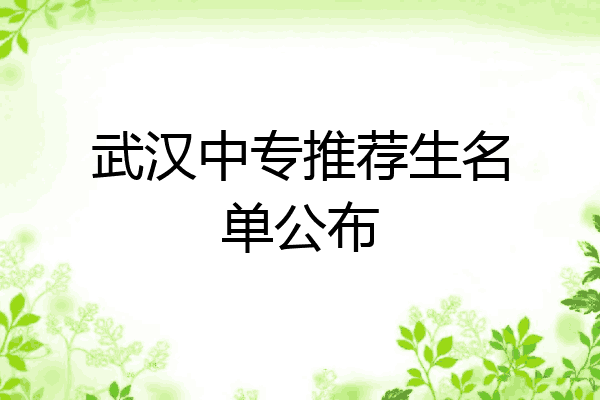 武汉中专推荐生名单公布