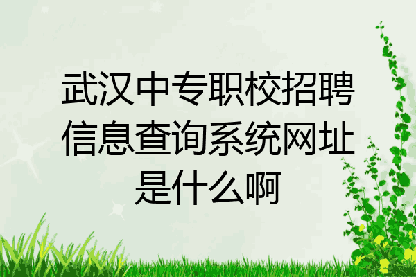 武汉中专职校招聘信息查询系统网址是什么啊