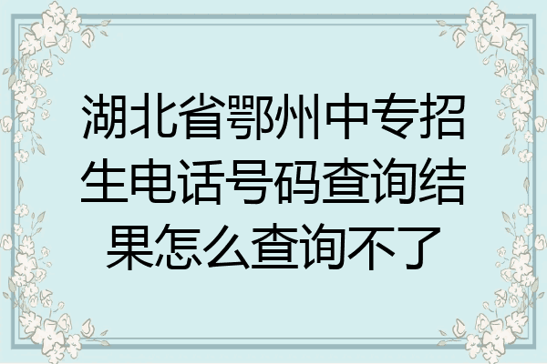 湖北省鄂州中专招生电话号码查询结果怎么查询不了