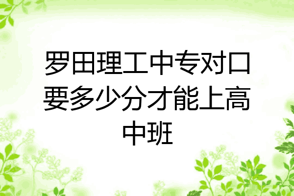 罗田理工中专对口要多少分才能上高中班