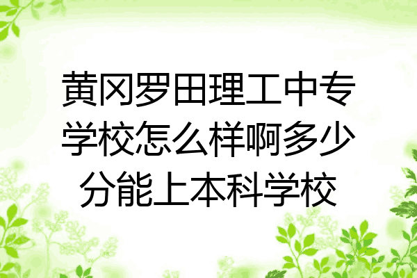 黄冈罗田理工中专学校怎么样啊多少分能上本科学校