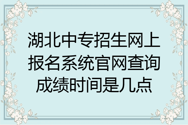 湖北中专招生网上报名系统官网查询成绩时间是几点