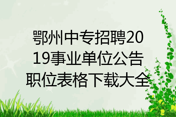 鄂州中专招聘2019事业单位公告职位表格下载大全