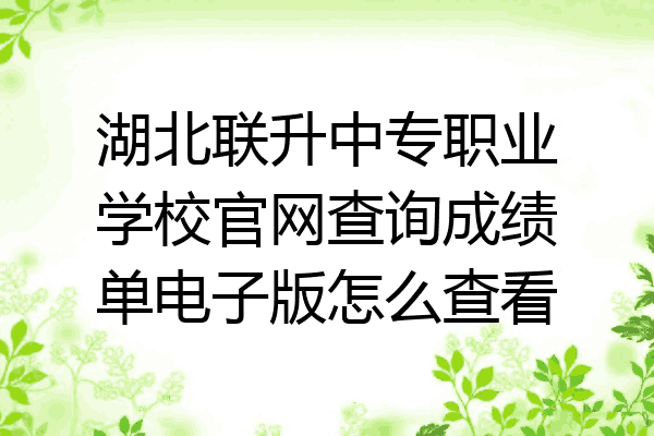 湖北联升中专职业学校官网查询成绩单电子版怎么查看