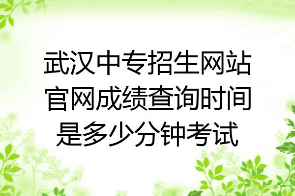 武汉中专招生网站官网成绩查询时间是多少分钟考试