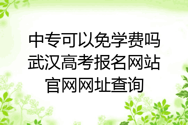 中专可以免学费吗武汉高考报名网站官网网址查询