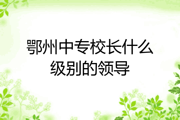 鄂州中专校长什么级别的领导