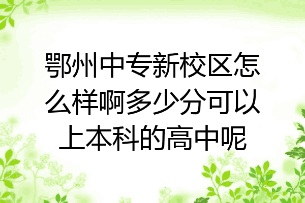 鄂州中专新校区怎么样啊多少分可以上本科的高中呢