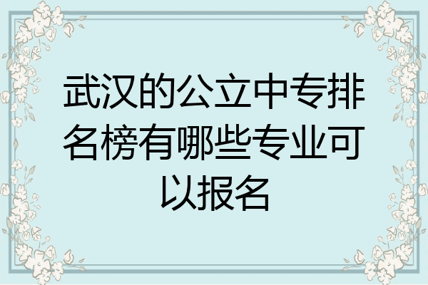 武汉的公立中专排名榜有哪些专业可以报名